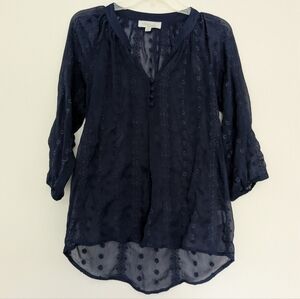 EUC Boho Sheer Olive & Oak Navy Eyelet, WXS